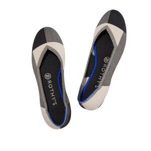 Rothy's Black and Cream Checkered Flats